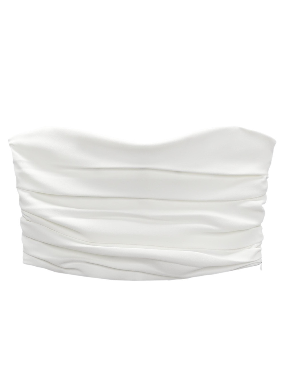 Zara White Strapless Ruched Bandeau Top